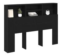 vidaXL Cabecero con Armario Roble Negro 140 x 19 x 103,5 cm, Muebles Modernos para el Dormitorio, cabecero Que Ahorra Espacio, Marco de Cama Elegante, solución de Almacenamiento Duradera