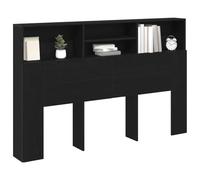 vidaXL Cabecero con Armario Roble Negro 160 x 19 x 103,5 cm, Cabecero Moderno para Ahorrar Espacio, Estructura de Madera, diseño Minimalista para organizar eficientemente