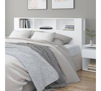 vidaXL Cabecero con estantes, blanco, 200x18,5x104,5 cm - Cabecero-mueble - Cabeceros-muebles - Mesita de noche - Armario de dormitorio