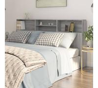 vidaXL Cabecero con estantes, color gris Sonoma, 200x19x103,5 cm - Mueble cabecero - Armarios para cabecero - Mesita de noche - Armario de dormitorio