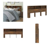vidaXL Cabecero con estantes en roble ahumado, 220 x 19 x 103,5 cm - Cabecero-mueble - Cabeceros - Mesita de noche - Armario de dormitorio
