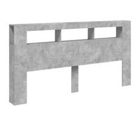 vidaXL Cabecero con LED, Cabecera con Almacenaje, Cabezal de Cama, Cabecero para Dormitorio, Madera de Ingeniería Gris Hormigón 200x18,5x103,5 cm