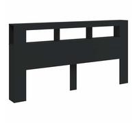 vidaXL Cabecero con LED, Cabecera con Almacenaje, Cabezal de Cama, Cabecero para Dormitorio, Madera de Ingeniería Negro 200x18,5x103,5 cm