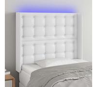 vidaXL Cabecero con LED cuero sintético blanco 103x16x118/128 cm