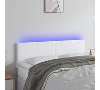 vidaXL Cabecero con LED cuero sintético blanco 144x5x78/88 cm
