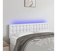 vidaXL Cabecero con LED cuero sintético blanco 144x5x78/88 cm