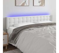 vidaXL Cabecero con LED cuero sintético blanco 203x16x78/88 cm