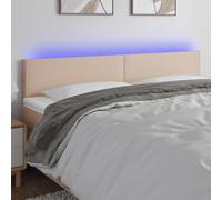 vidaXL Cabecero con LED cuero sintético color capuchino 200x5x78/88 cm