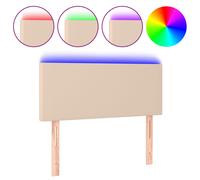 vidaXL Cabecero con LED cuero sintético color capuchino 90x5x78/88 cm