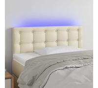 vidaXL Cabecero con Luces LED Cabecero de Cama Cabezal Tapizado para Cama Individual Mueble Dormitorio Cuero Sintético Color Crema 90x5x78/88 cm