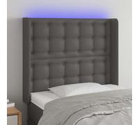 vidaXL Cabecero con LED cuero sintético gris 103x16x118/128cm