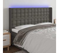 vidaXL Cabecero con LED cuero sintético gris 147x16x118/128cm