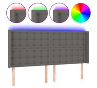vidaXL Cabecero con LED cuero sintético gris 147x16x118/128cm