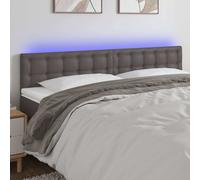 vidaXL Cabecero de cama con luces LED cuero sintético gris 180x5x78/88 cm