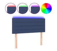 vidaXL Cabecero tapizado con LED de tela azul 100x5x78/88 cm