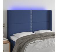 vidaXL Cabecero con LED de tela azul 147x16x118/128 cm