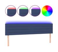 vidaXL Cabecero de cama tapizado con luces LED para cama de matrimonio Tela azul 200x5x78/88 cm