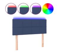 vidaXL Cabecero de cama tapizado con luces LED para cama individual tela azul 90x5x78/88 cm
