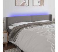 vidaXL Cabecero con LED de tela gris oscuro 183x16x78/88 cm