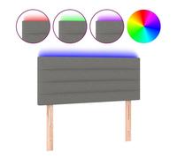 vidaXL Cabecero de cama con LED tapizado en tela gris oscuro 90x5x78/88 cm