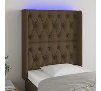 vidaXL Cabecero con LED de tela marrón oscuro 83x16x118/128 cm