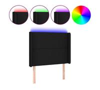 vidaXL Cabecero con LED de tela negro 103x16x118/128 cm