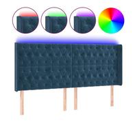 vidaXL Cabecero con LED de terciopelo azul oscuro 203x16x118/128 cm