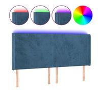 Vidaxl cabecero con led de terciopelo azul oscuro 203x16x118/128 cm