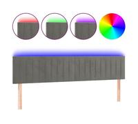 vidaXL Cabecero de cama tapizado con luces LED Terciopelo gris claro 160x5x78/88 cm