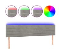 vidaXL Cabecero tapizado con luces LED terciopelo gris claro 180x5x78/88 cm