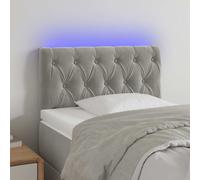 vidaXL Cabecero con LED de terciopelo gris claro 80x7x78/88 cm