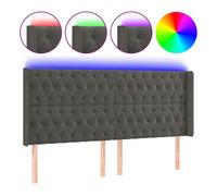 vidaXL Cabecero con LED de terciopelo gris oscuro 203x16x118/128 cm