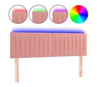vidaXL Cabecero de cama tapizado con luces LED terciopelo rosa 144x5x78/88 cm