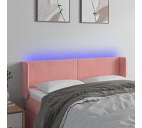 vidaXL Cabecero con LED de terciopelo rosa 147x16x78/88 cm