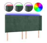 Vidaxl cabecero con led de terciopelo verde oscuro 163x16x118/128 cm