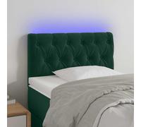 vidaXL Cabecero con LED de terciopelo verde oscuro 80x7x78/88 cm