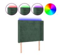 Vidaxl cabecero con led de terciopelo verde oscuro 83x16x118/128 cm