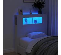 vidaXL Cabecero con LED madera de ingeniería blanco 100x18,5x103,5 cm