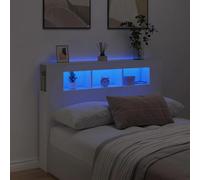 vidaXL Cabecero con LED Madera de ingeniería Blanco 140x18,5x103,5 cm