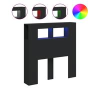 vidaXL Cabecero con LED, madera de ingeniería, con almacenaje, negro 100x18,5x103,5 cm
