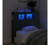 vidaXL Cabecero con LED madera de ingeniería negro 100x18,5x103,5 cm