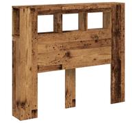 vidaXL Cabecero con LED Madera ingeniería Envejecida 120x18,5x103,5 cm, cabecero, Cabezal de Cama, cabecero con estantes, cabecero de Cama