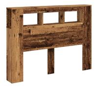 vidaXL Cabecero cama LED madera ingeniería envejecida 140x18,5x103,5 cm con estantes y luces RGB