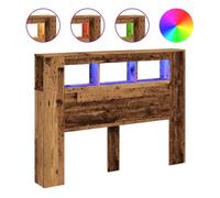 vidaXL Cabecero cama LED madera ingeniería envejecida 140x18,5x103,5 cm con estantes y luces RGB