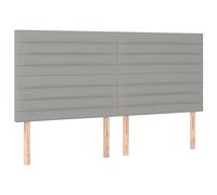 vidaXL Cabecero de cama para matrimonio tapizado con luces LED tela gris claro 180x5x118/128 cm