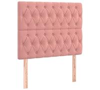 vidaXL Cabecero de cama con luces LED tapizado terciopelo rosa para cama individual 90x7x118/128 cm
