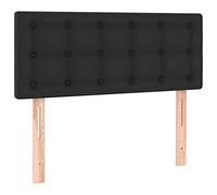 vidaXL Cabecero de cama tapizado para cama individual con LED cuero sintético negro 90x5x78/88 cm