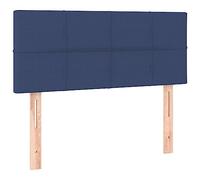 vidaXL Cabecero con Luces LED Cabecero de Cama Cabezal Tapizado para Cama Individual Mueble Dormitorio Interior Tela Azul 90x5x78/88 cm