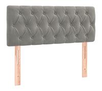 vidaXL Cabecero tapizado con luces LED para cama individual Terciopelo gris claro 90x7x78/88 cm