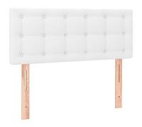 vidaXL Cabecero con Luces LED Cabecero de Cama Cabezal Tapizado para Cama Individual Mueble Dormitorio Interior Cuero Sintético Blanco 90x5x78/88 cm